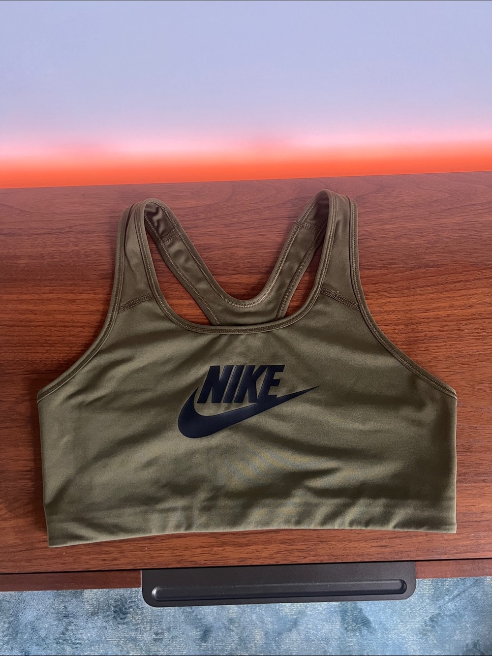 Nike Olive Sports Bra with Black Swoosh XL